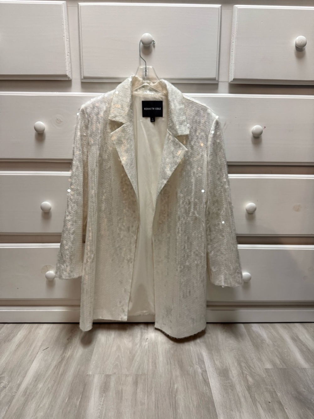 Kenneth Cole Ivory Sequin Open-Front Blazer